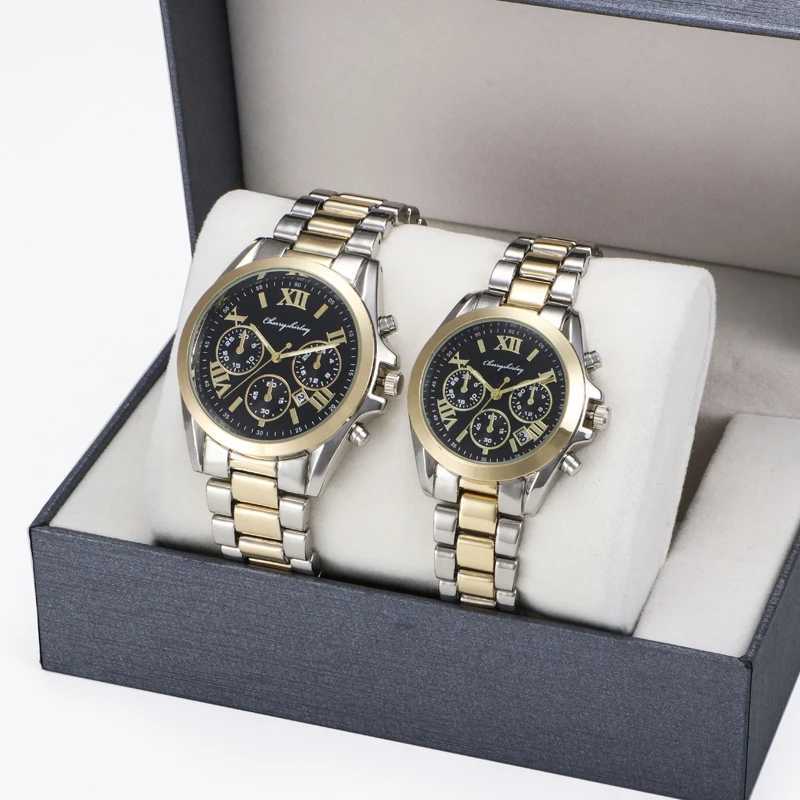New Fashion Calendar Womens Gold and Silver Simple Couple Watch Relogio Womens Alloy RS QuartzXJ250304