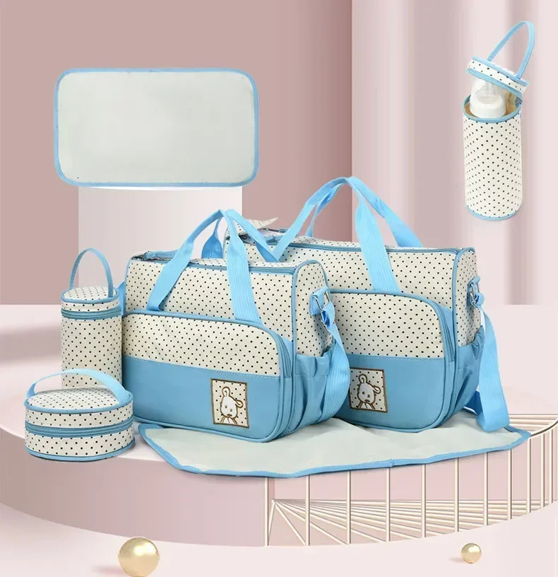 5pcs/set Large Capacity Baby Bag for Mom Travel Stroller Organizer Baby Diaper Bag Mummy Maternity born Accessories Bag 250304