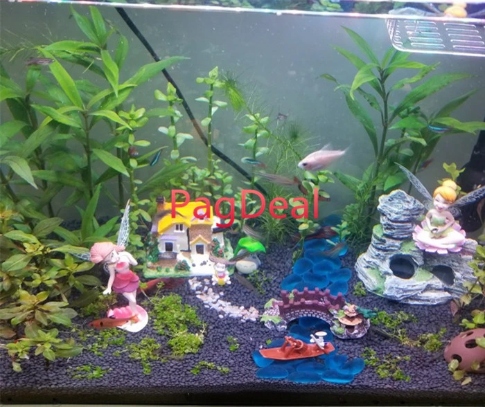Hotsale Garden Pot Aquarium Fish Tank Boat Fishman Ceramic Figurine Craft Landscape Plant Fairy Chinoiserie Decor Ornament