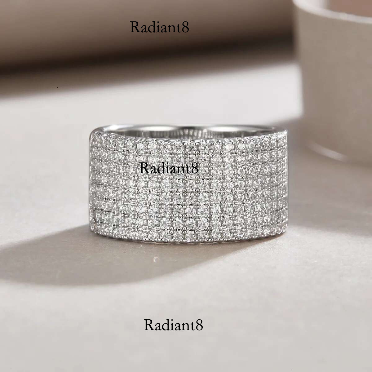 8 Rows Iced Moissanite Dia Half Eternity Ring Wedding Band Sterg Sier Fine Jewelry White Gold Engagement Rings Gift