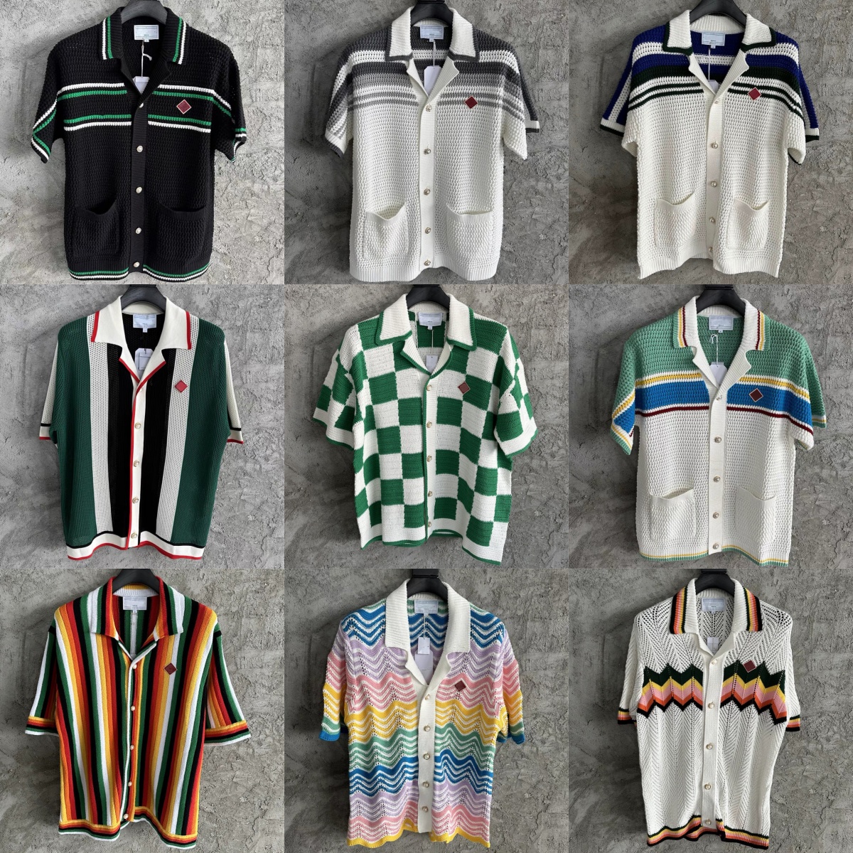 25ss men designer knitted shirts short sleeve holiday luxury cardigan shirt fashion summer button up loose beach outwears tops