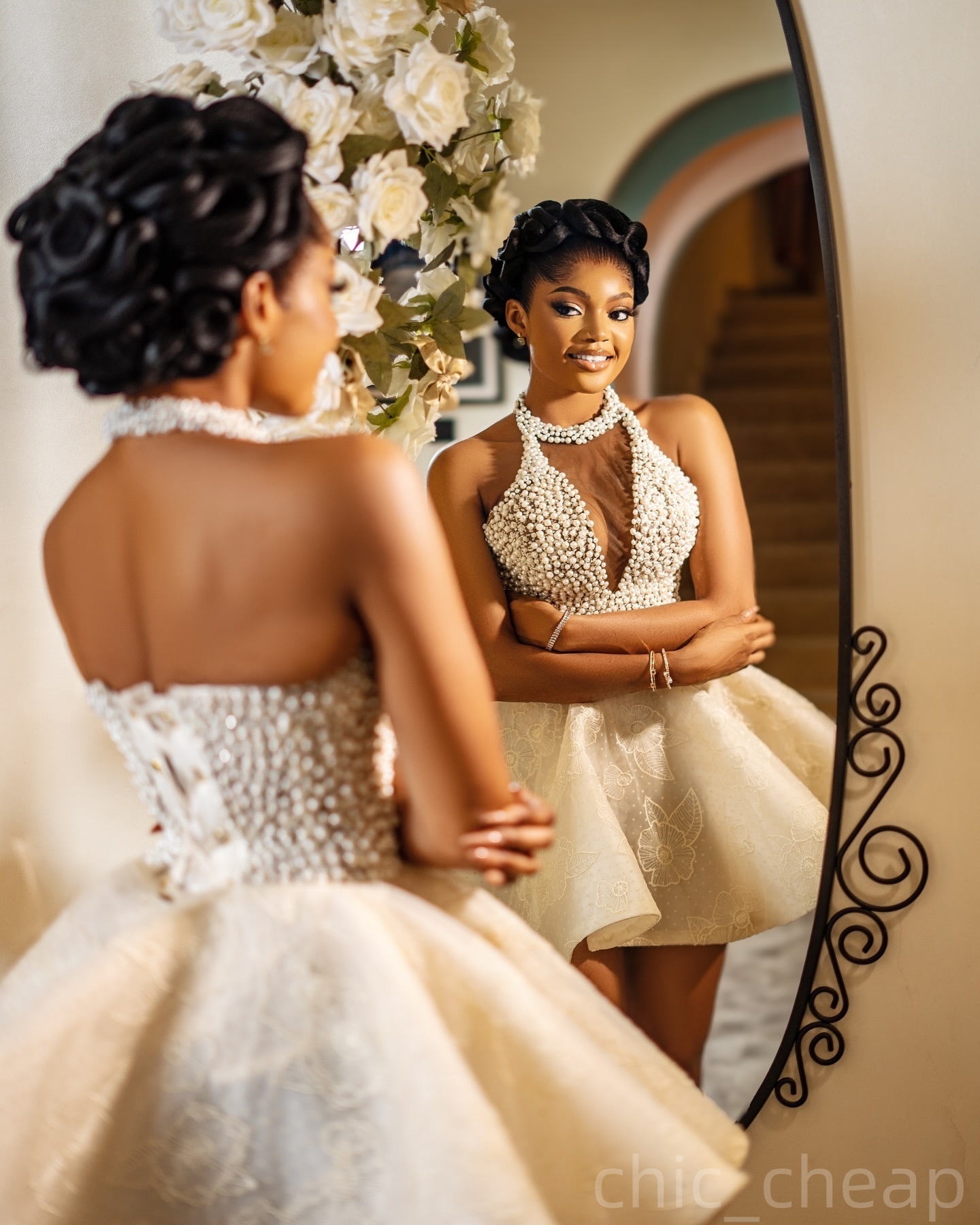 Chic Champagne Ball Gown Cocktail Dress Hlater Pearls Lace Backless Short Mini Graduation Homecoming Dresses For Special Occasions Sweetheart Gowns