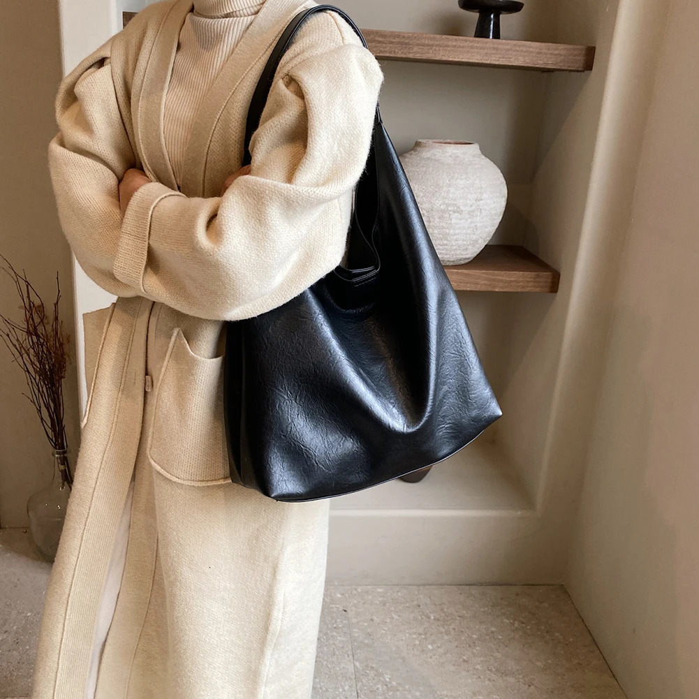 Ship from US Large PU Leather Hobo Underarm Bags Lady Winter Shoulder Bag for Women Trend Y2K Handbags and Purses 250304FBB