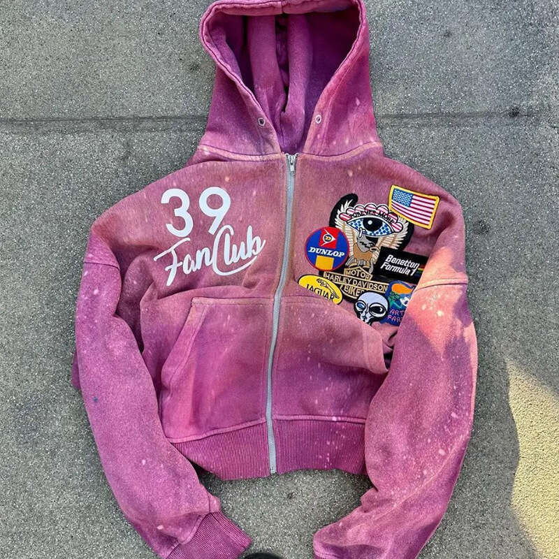 Autumn new fashionable loose cardigan personalized style high street hooded zipper hoodie jacket