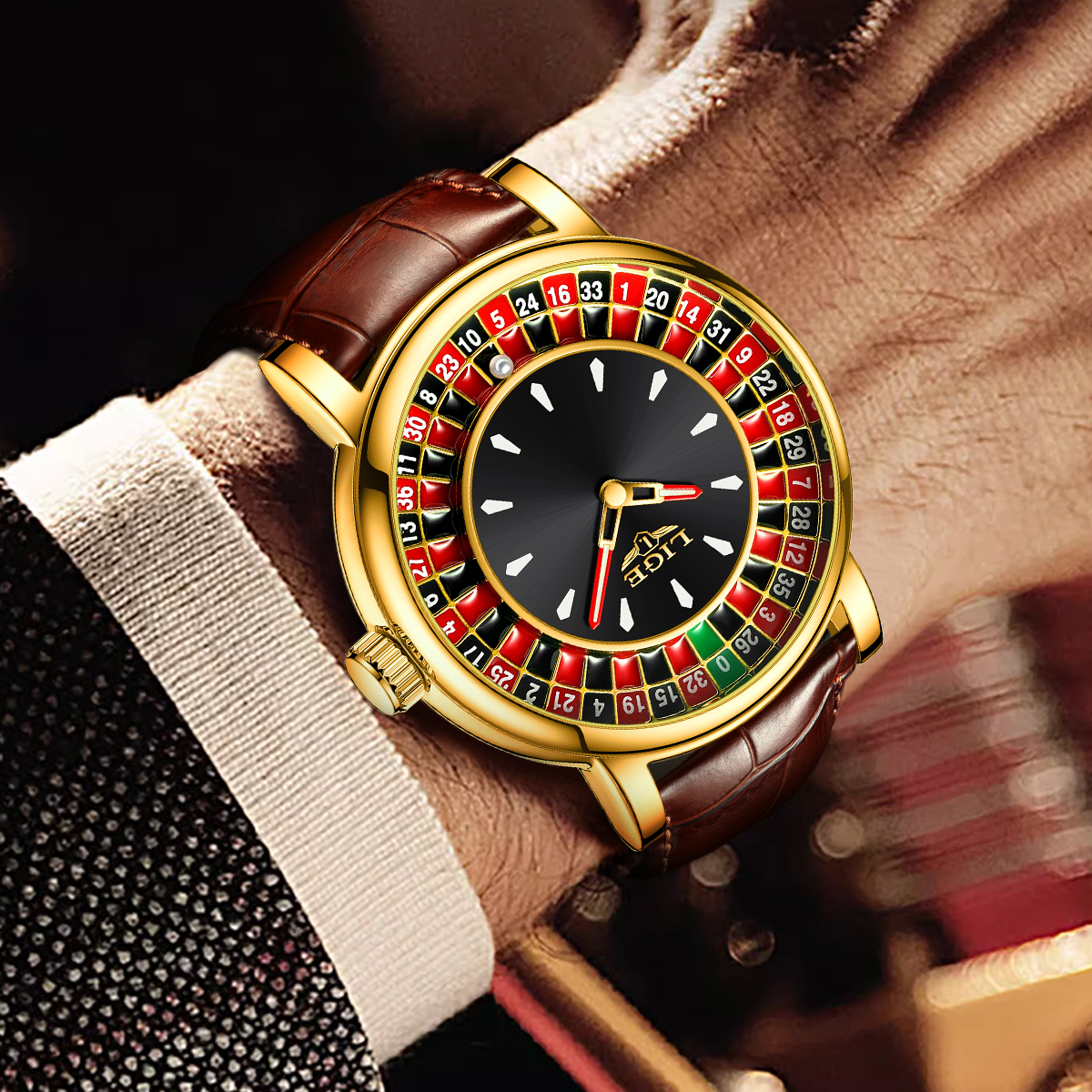 LIGE fashion quartz watch men's watch personality trendy waterproof night light multifunctional watch