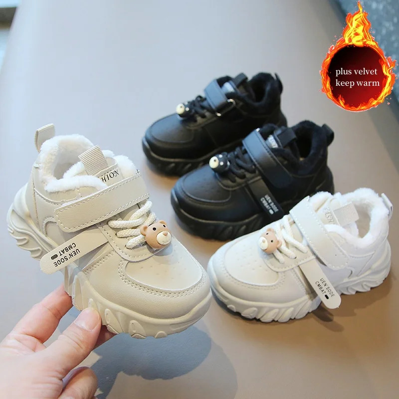 Winter Children Cotton Shoes Boys Sports Plus Velvet and Thickening Girls Dad Comfort Warm Baby Casual Sneakers 250303