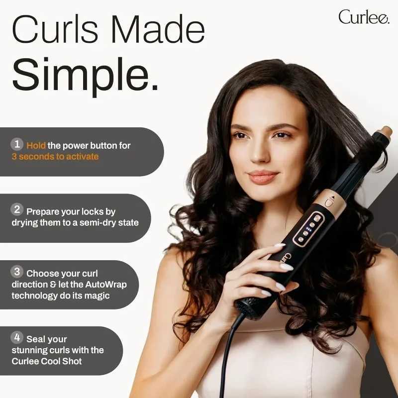 Curling Irons Curlee Hair Dryer Brush 1200 Watts 6 in 1 Hair Accessories Blow Dryer Automatic Curling Iron with Storage Case in Black z250304