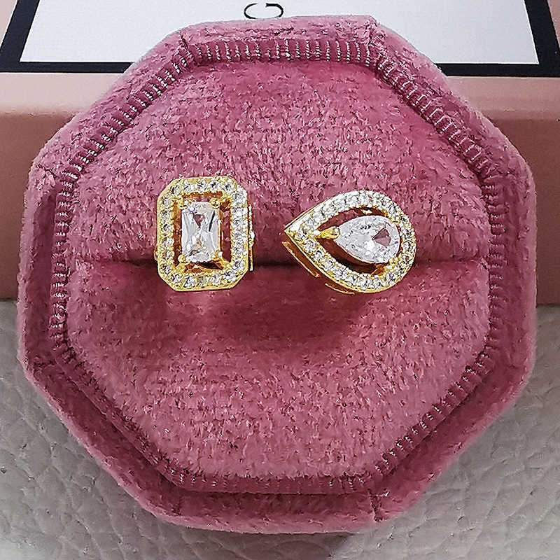 Couple Rings Adjustable fashion hot selling new multi-color square long zircon Earring Ring ring opening r5098 H25303