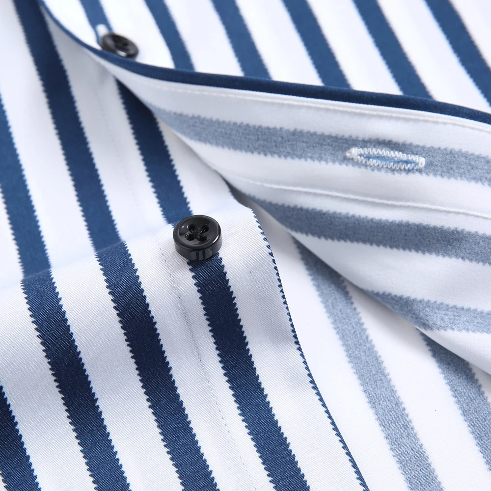 Mens Striped Lapel Collar n IronFree Dress Shirts Long Sleeve Stretchy Casual Button Up Shirt For Formal Occasions 250227