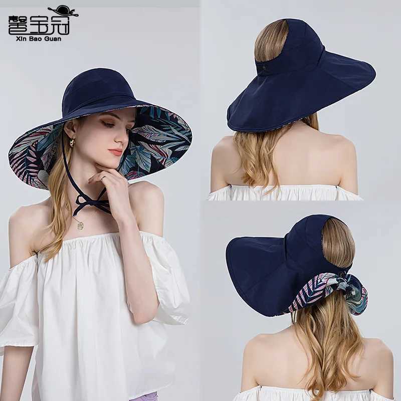 Womens cotton wide Brim sun hat with metal wire edge for summer UV protection UPF Bohemian hat beach hiking garden trip Chin StrXJ250304