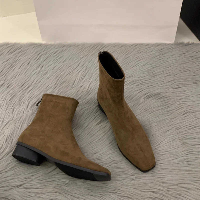 Fion Wen Boots Elastic Ankle Boots Thick Heel High H Shoes Wan Socks Boots 2024 New Autumn Winter Zapatos De Muje Z250304