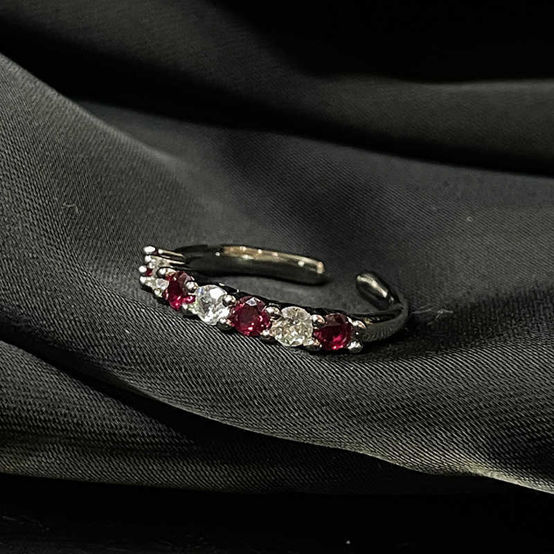 Couple Rings Red Diamond Heart Zircon Open Ring Simple Stacking Set with High Quality and Personalized Finger Ring for Women H25303