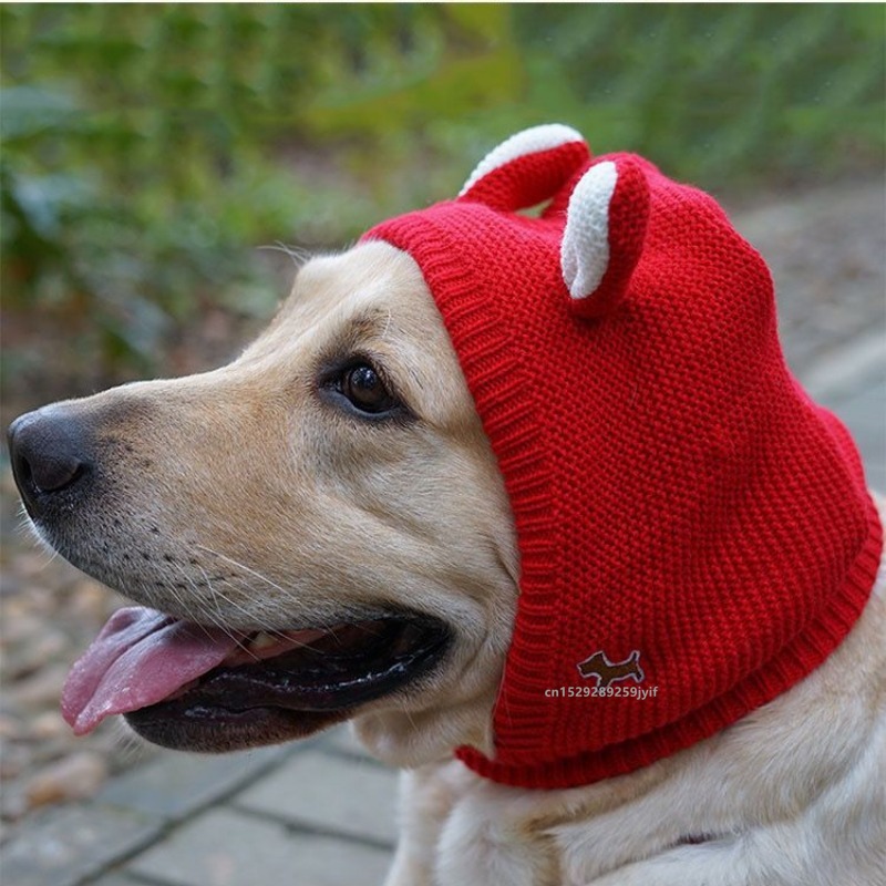 Winter Warm Dog Hat Ear Muffs Noise Protection Windproof Pet Ears Covers Knitted Earmuffs For Small Medium Puppy Accessories