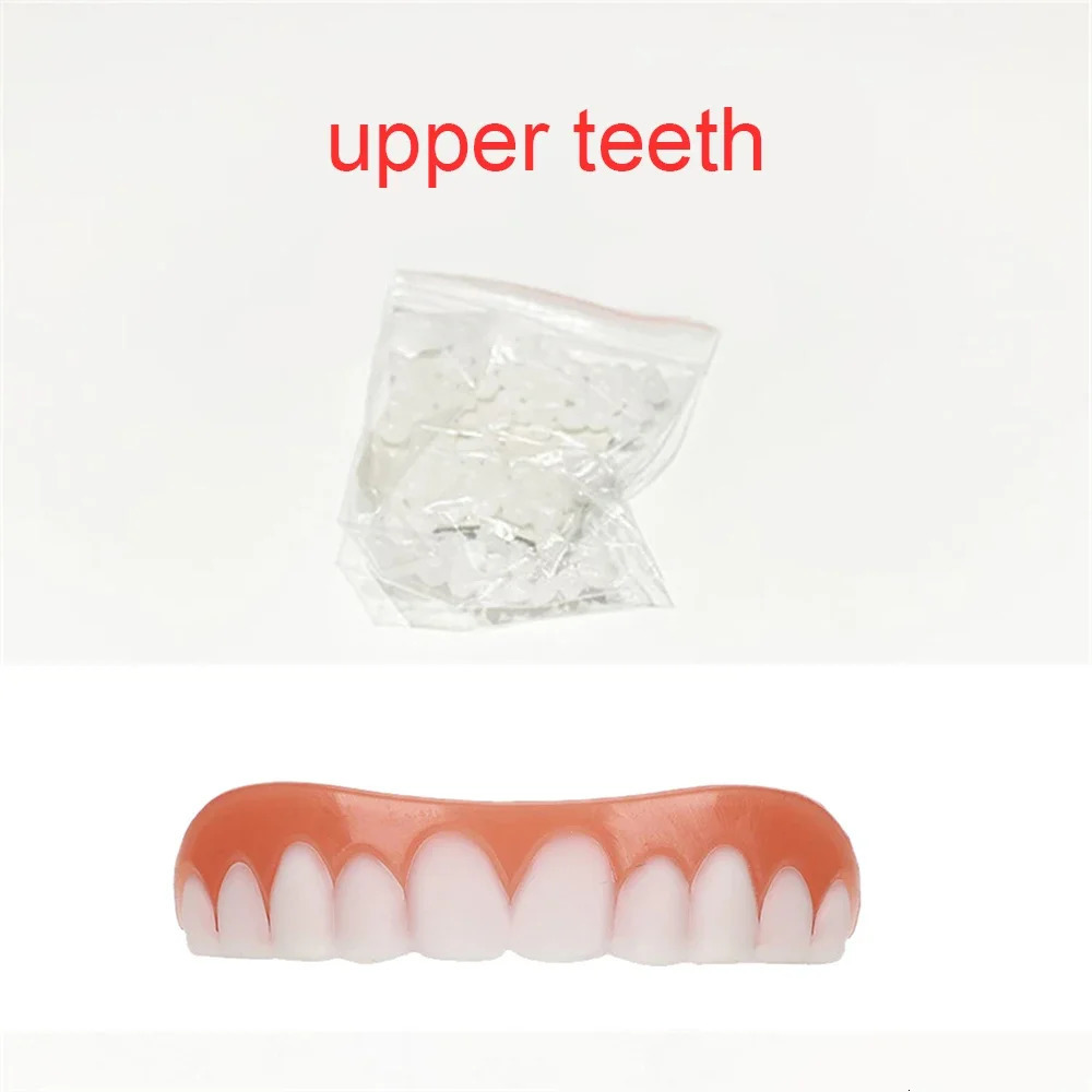 Sdotter False Teeth Silicone Upper Lower Veneers Perfect Laugh Veneers Dentures Paste Fake Teeth Braces Comfortable Teeth 250228