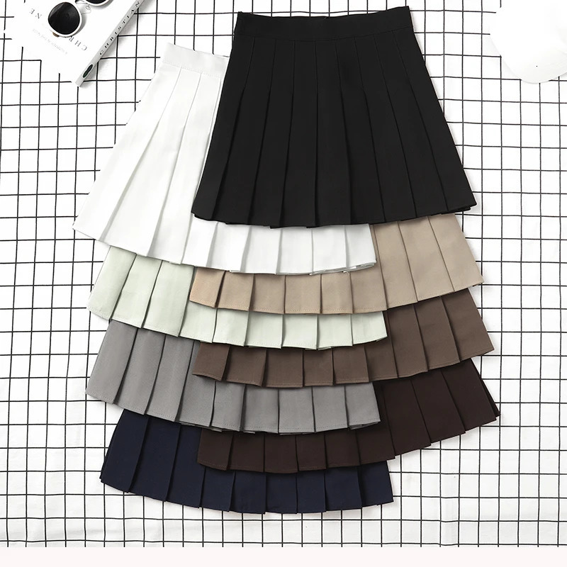 Brown Skirt Ladies Summer Clothes Womens High Waist Harajuku Korean Style Black Mini Pleated Skirt For School Girl Uniform 250304