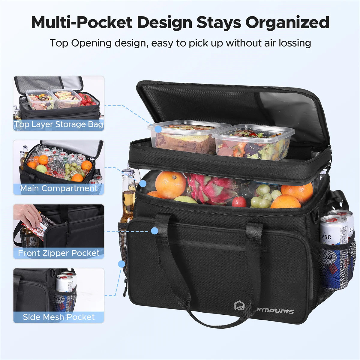Ship from US Soft Cooler Bag Collapsible Sided 24306075 Cans Beach Ice Chest Large Leakproof Portable Camping 250304FBB