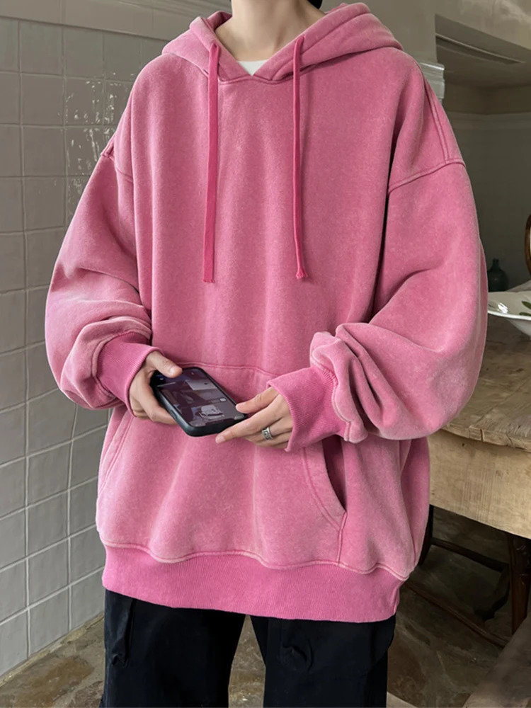 Spring and autumn wash hoodie mens 360G heavyduty cotton high street retro oversized sportswear Y2k Harajuku top 250304