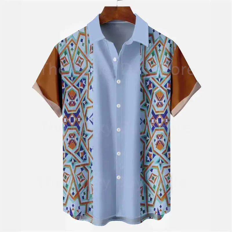 Mens Casual Social Hawaiian Oversized Short Sleeve Shirt Elegant Vintage Harajuku Summer Fashion Clothing Pattern Top 250227