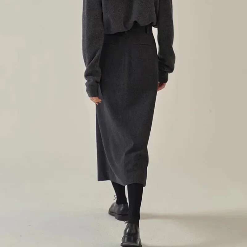 Women New Autumn And Winter Niche Mid-Length High-Waisted 100% Wool A-E Midi Skirt