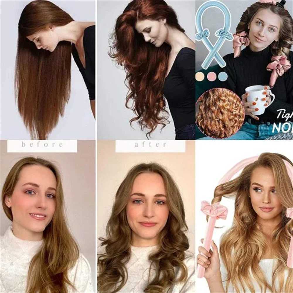Curling Irons Heatless Curling Rod Headband Night Cap No Heat Hair Curler Hair Rollers Soft Curlers Lazy Curls Sleeping Bonnet Styling Tools z250304