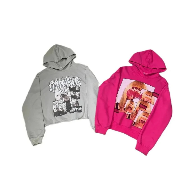 Y2k autumn and winter fashion trend pattern print men hoodie retro streetwear hip-hop punk tops for men and women demon slayer 250303