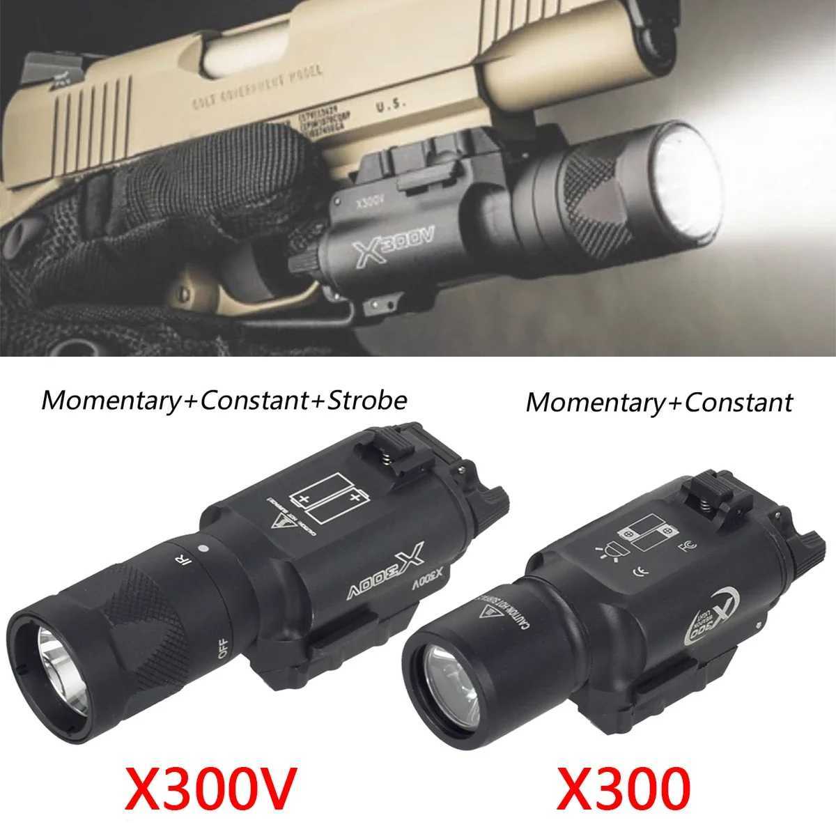 Tactical X300 X300V Strobe Scout Light Airsoft Pistol Weapon Light Flashlight With AD Custom Rubber ns GuardXJ250303