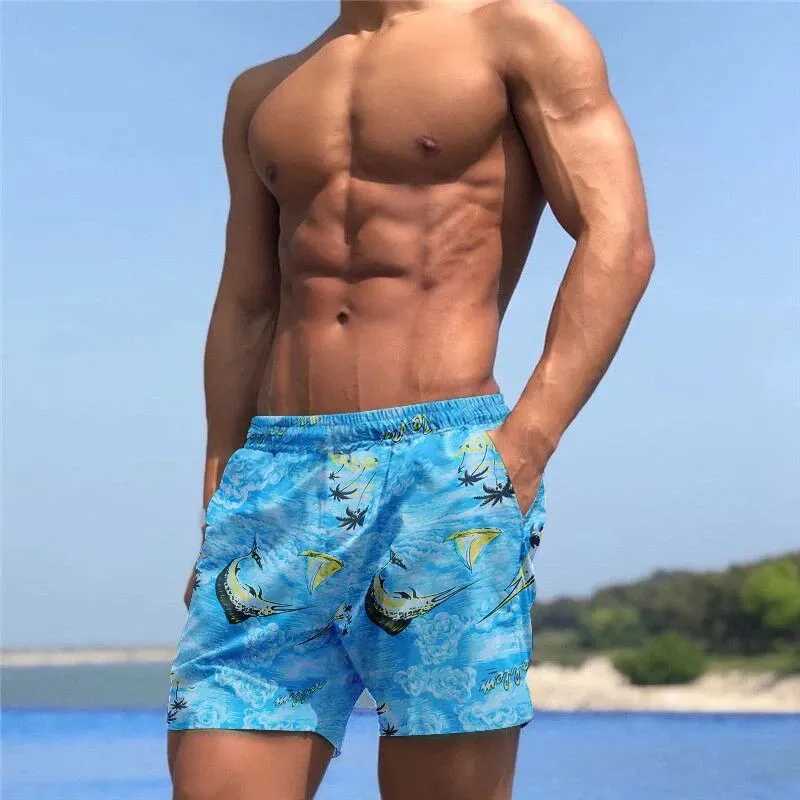Summer Mens Equal Size Beach Pants 2023 Hawaiian Style Fake Print Multi-Color Patchwork Shorts Everyday Casual ShortsT250304
