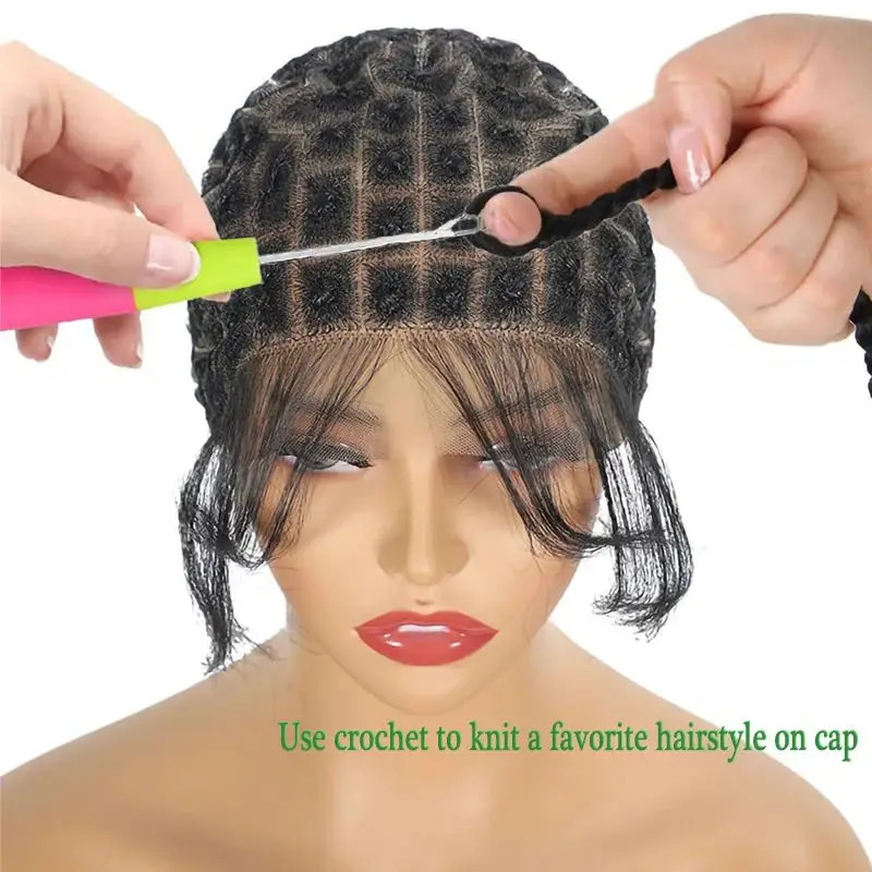 pre-knot full lace cap knotless Box Braid double lace Wig cap for Black WomenBaby hair cornrow braided wigs full hd lace 250228