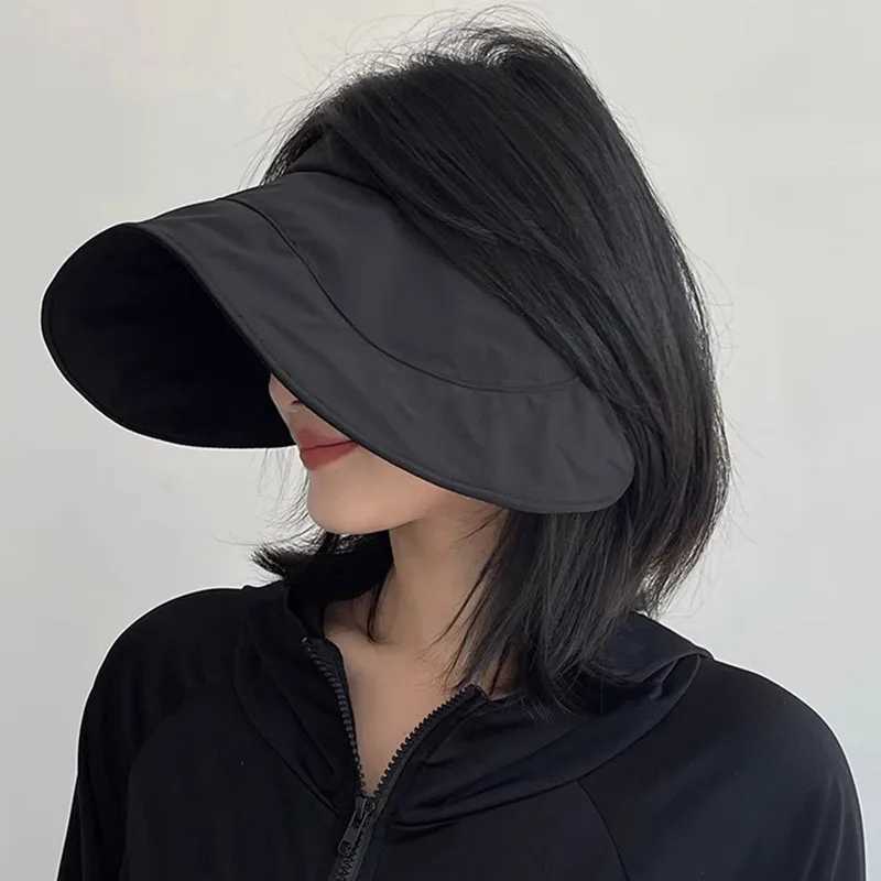 RICYGVM Summer Empty Top Sun Hat for Women Outdoor Ultraviolet Protection Visors Korean Fashion Foldable Large Brim Duckbill CXJ250304