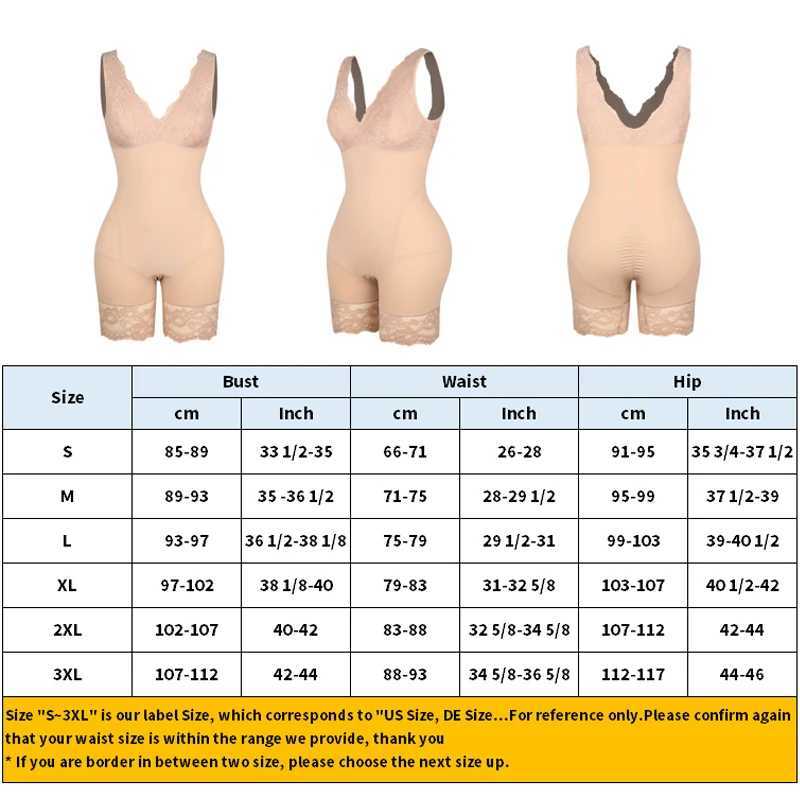Womens Full Body Shapewear Sexy V Neck Bodysuit Slimming Belly Lace Patchwork Underwear Waist Trainer Modeling Strap CorsetXJ250304