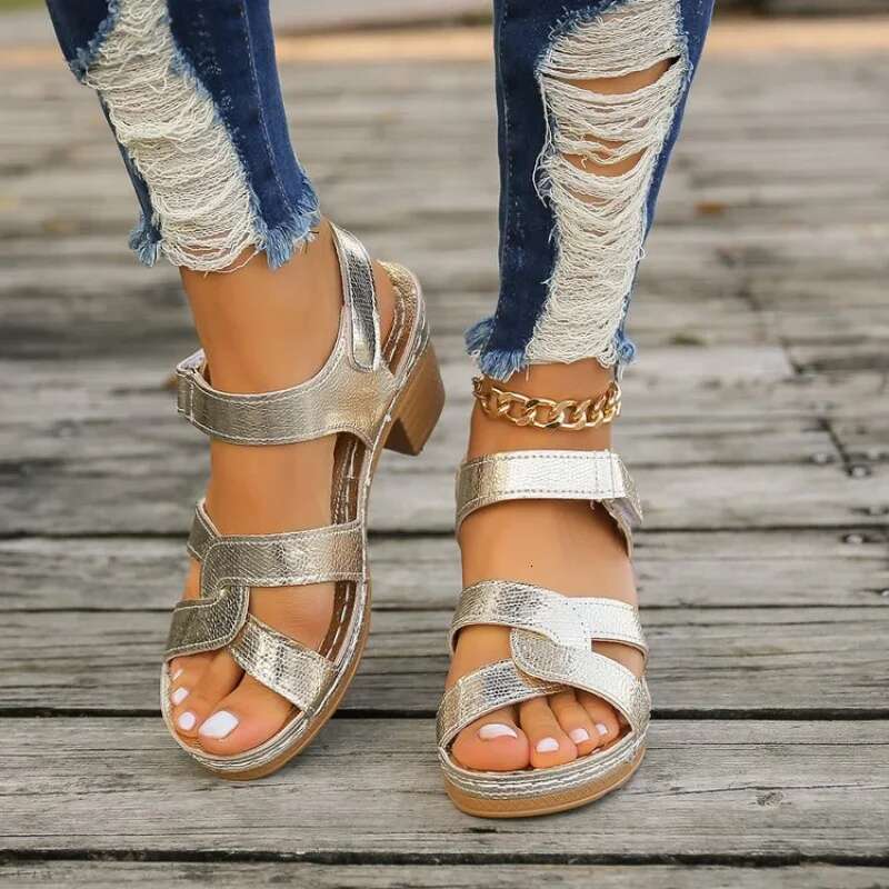 Platform High Women Heels 2025 Summer Dress Chunky Open Toe Shoes New Design Brand Sgback Sandals Female atos Muje