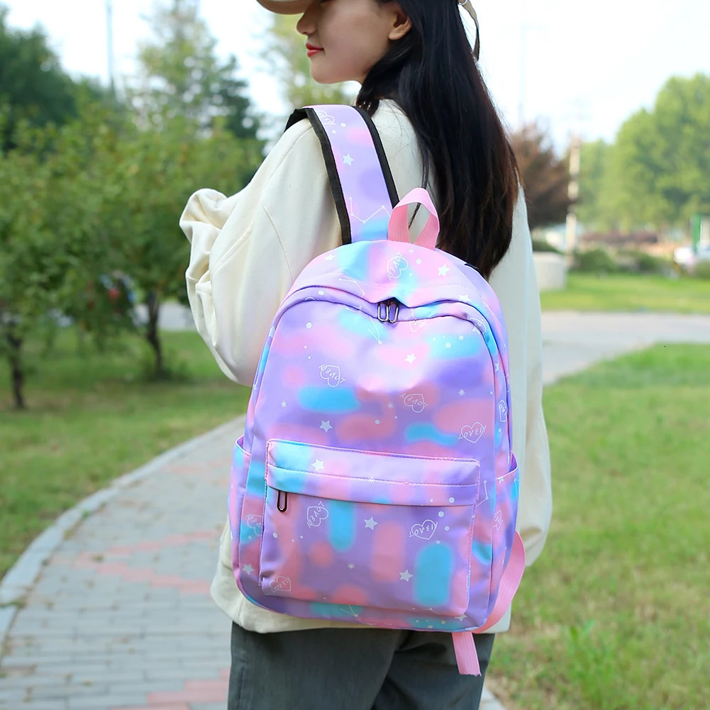 Ship from US 3pcsset Teenage Backpack School Bag Adjustable Strap Fashion Travel Waterproof Back Rucksack for Kid Child 250304FBB