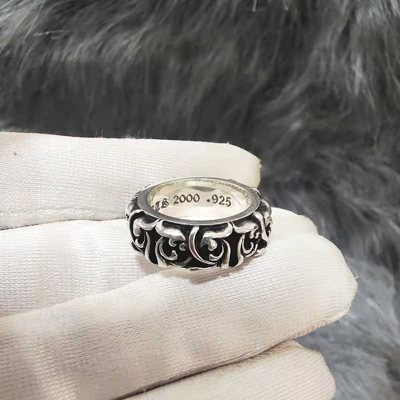 Couple Rings Kroos Heart Personality Cross Ring for Men and Women Couples Trendy Thai Silver Eternal Vine Ring H25303