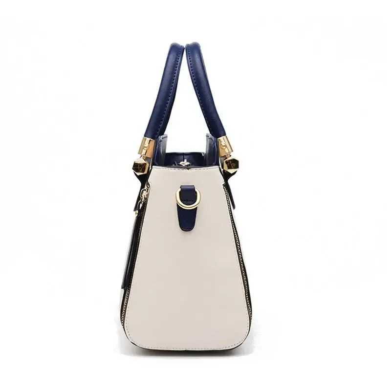 Fashion Color Contrast Handbag Stitching Striped Crossbody Bag Womens Elegant Office Work Purse Z250303