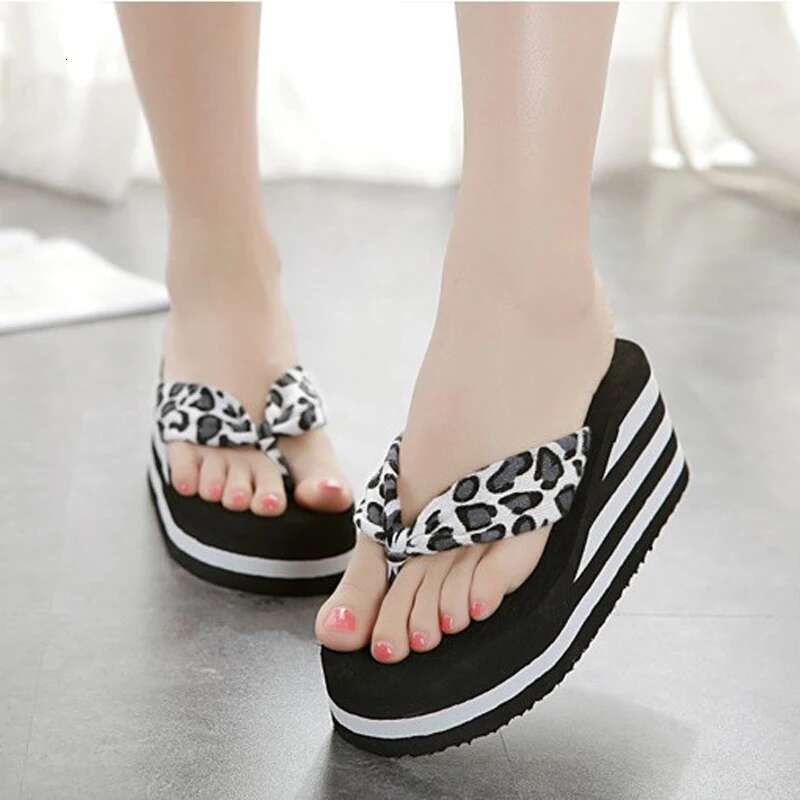 Platform Sandals Wedged Women Flip ps Open toe High Heels Slippers Summer Beach Outdoor Wedges Slides Black Home Shoes