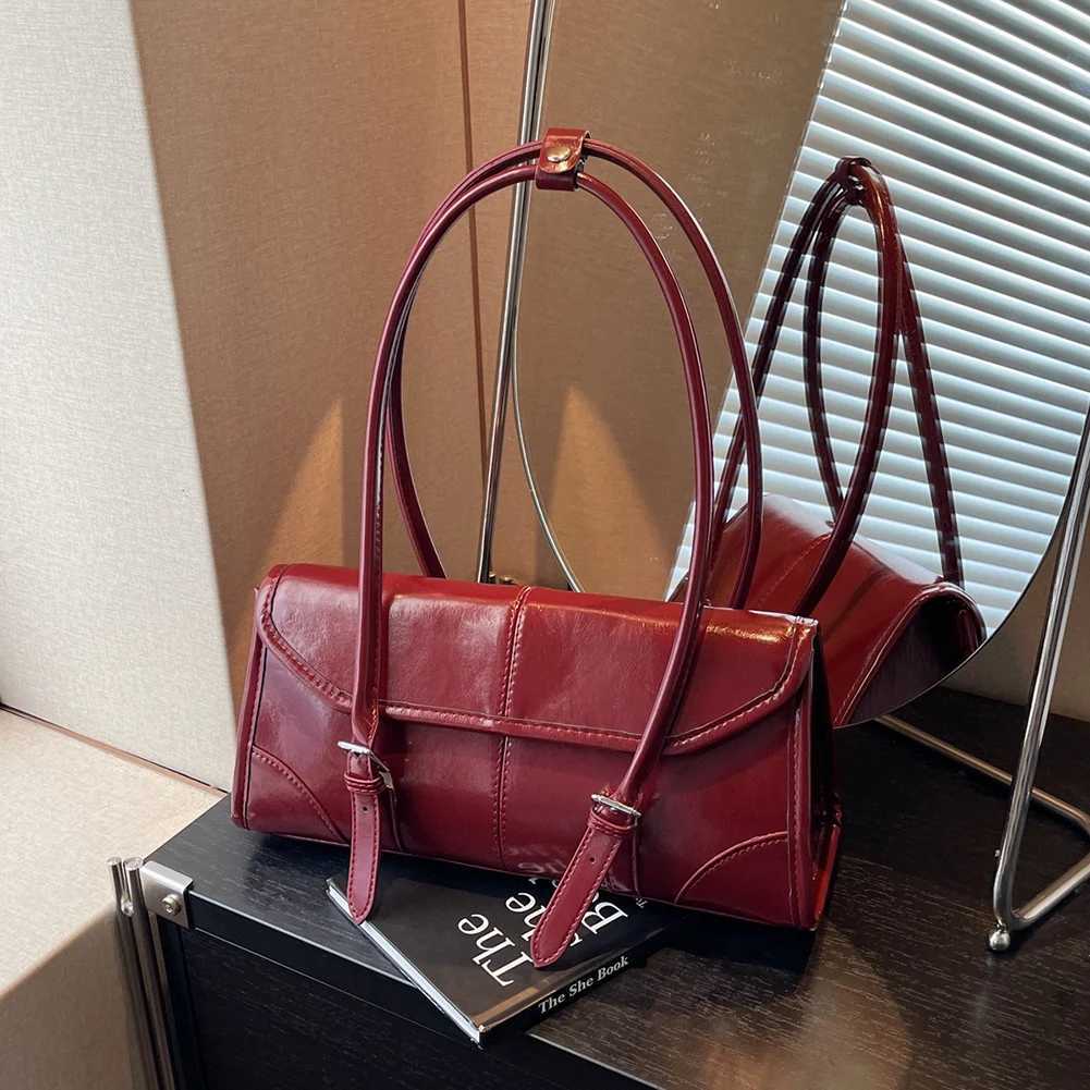 Elegant Red Bag for Women Shoulder Bag Handbag Purse Clutch PU Leather Trendy Top Handle Bags Travel Casual Commuter Bag Z250303