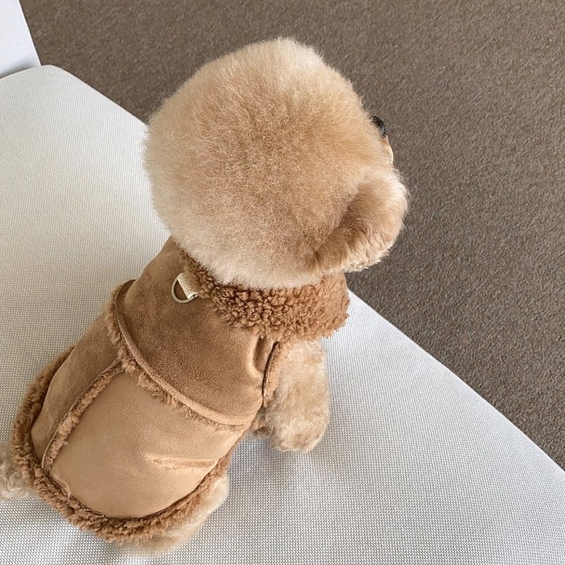 Classic Solid Dog Vests Winter Fleece Warm Pet Dog Clothes For Small Medium Dogs Jackets Cats Fall Clothes Traction Warm Vest