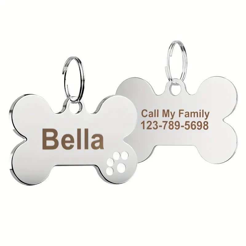 Anti-lost Dog ID Tag Personalized Dogs Cat Tags Bone Shape Customized Pet Nameplate for Collar Necklace Free Gift Chihuahua