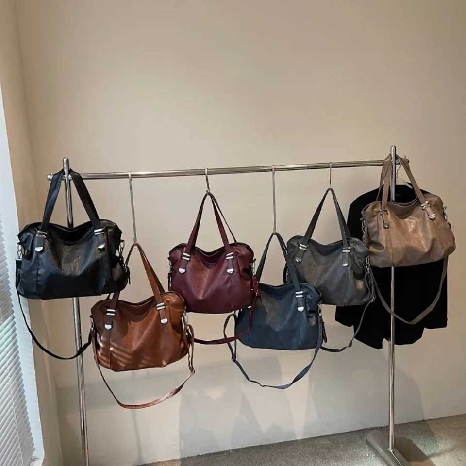Large Capacity Shoulder Bags for Women Large Shopper Bag Solid Color Soft Leather Crossbody Handbag Ladies Travel Tote Bag Z250303