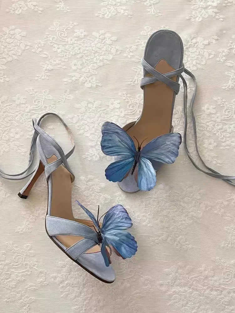 Flower Sandals for Wen 2025 New Summer French Fi Versatile Thin Heel Open Toe High H Z250304