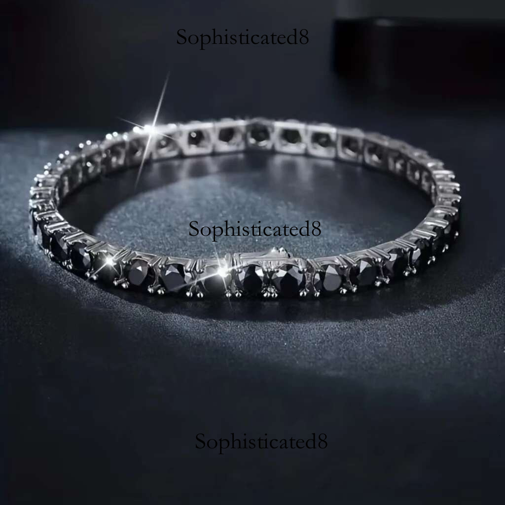 GRA Certified Real 3/4/5/6.5MM Full Black Moissanite Tennis Bracelet for Women Men S Sier k Bracelets Fine Jewelry