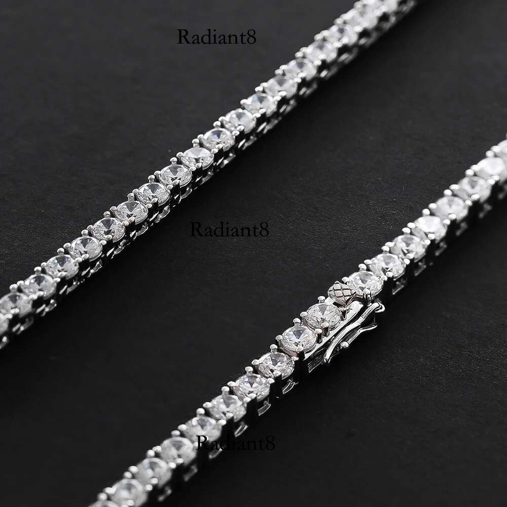 OEVAS 100% Sterg Sier Full 3mm/4mm High Carbon Dia Tennis Chains Necklace Sparkg Party Fine Jewelry Gifts