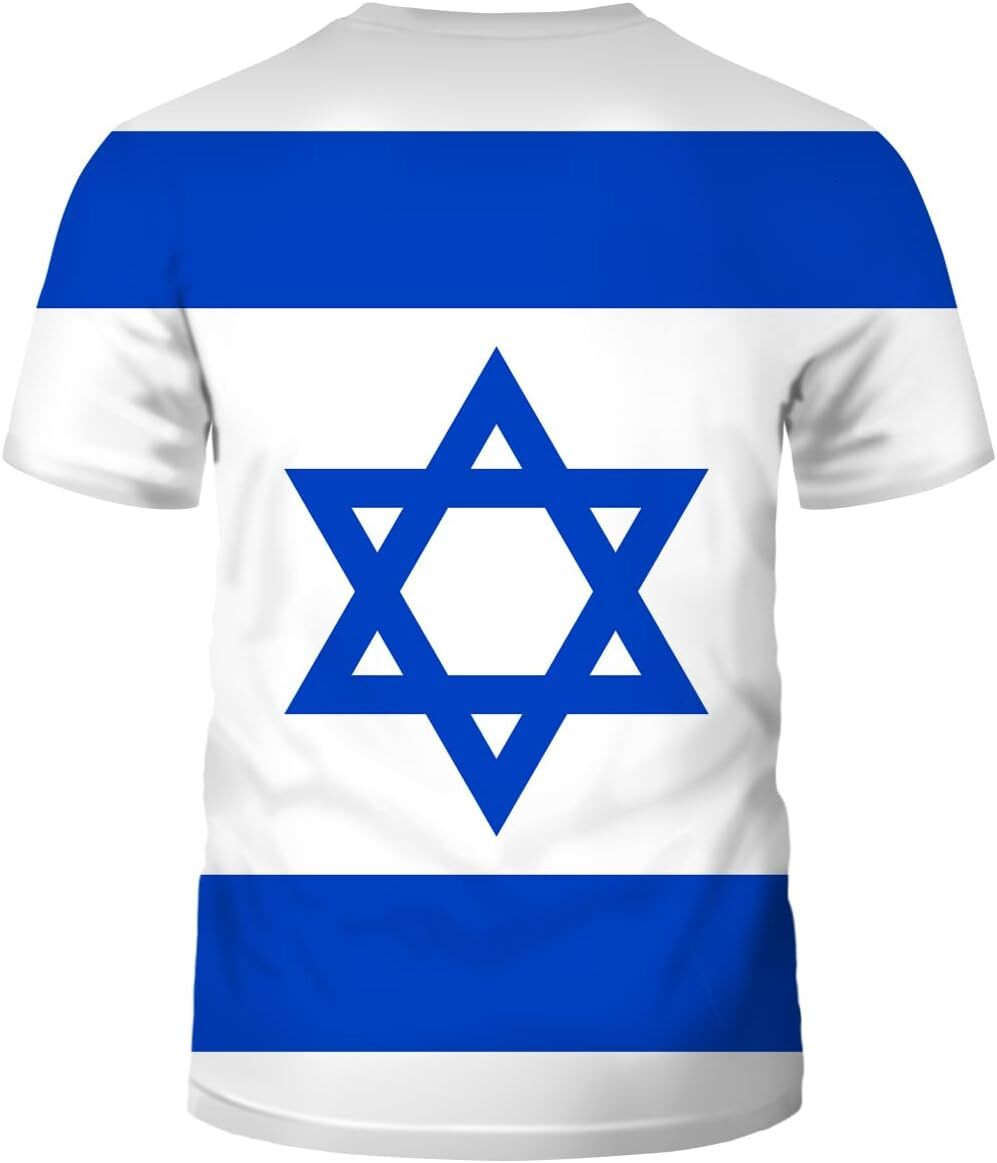 Mens T shirt Israel T-Shirt Israeli Flag Crew Neck Short Sleeve Tops tee Casual tops summer clothes cool