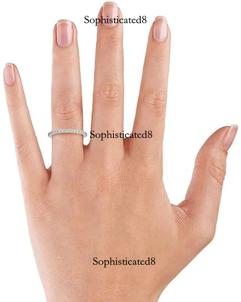 TIGRADE 2mm Sterg Sier for Women Wedding Band Cubic Zirconia Full Eternity Stackable Engagement Ring