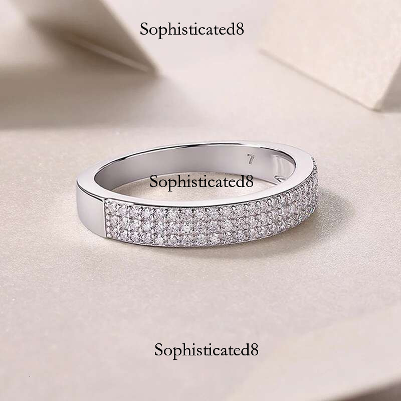 Smyoue 1/1.2/1.5mm D Vvs1 Moissanite Rings for Women 1/2 Full Eternity Bands S Pure Sier Plated Hip Hop Party Jewelry