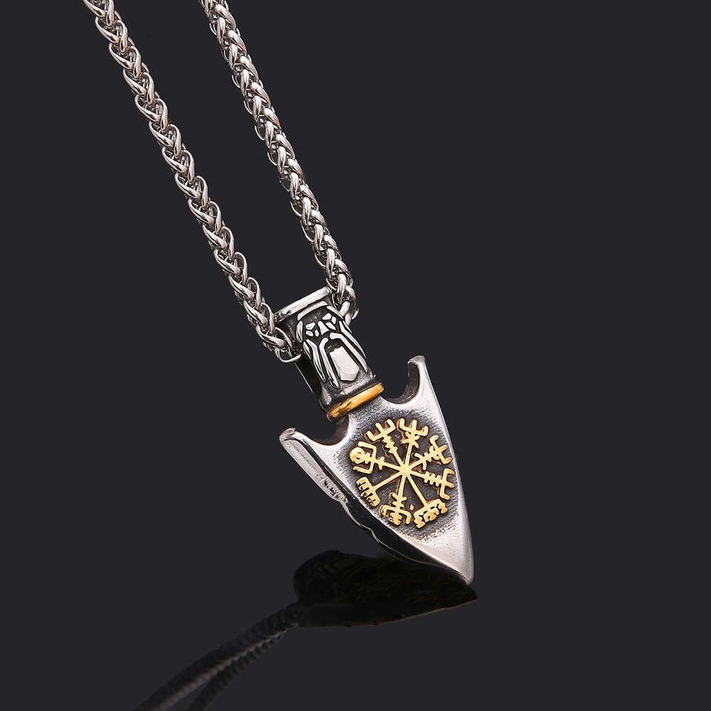 Jewelry Hip Hop Necklace Stainless Shield Pendant New Titanium Steel Orchid Chain Men's Viking