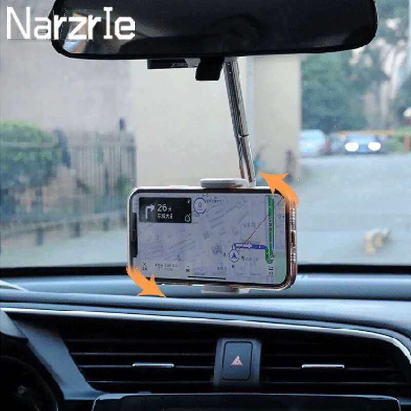 1PCS Universal 360 Degrees Rotating Car Rearview Mirror Mount GPS Phone Holder Adjustable Support