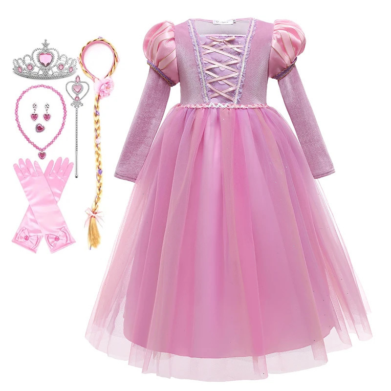 Girl Costume Rapunzel Princess Party Dresses for Girls Tangled Cosplay Dress Children Ball Gowns 310Yrs Kids dresses 250303