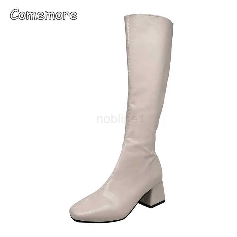 Cemore Wan Knee High Booties Ladies Shoes Platform Thick Heel Leather Zip Wan Fion Autumn Winter 2024 Wen Long Boots Z250304