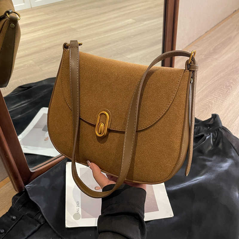Women's bag winter high-end fashion saddle bag niche commuting simple crossbody bag 250315